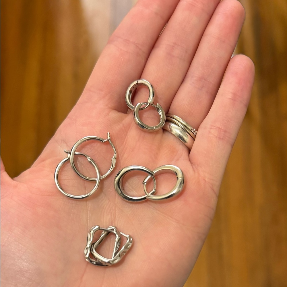 Miscellaneous silver hoops